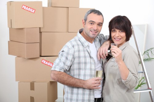 Professional movers handling household items